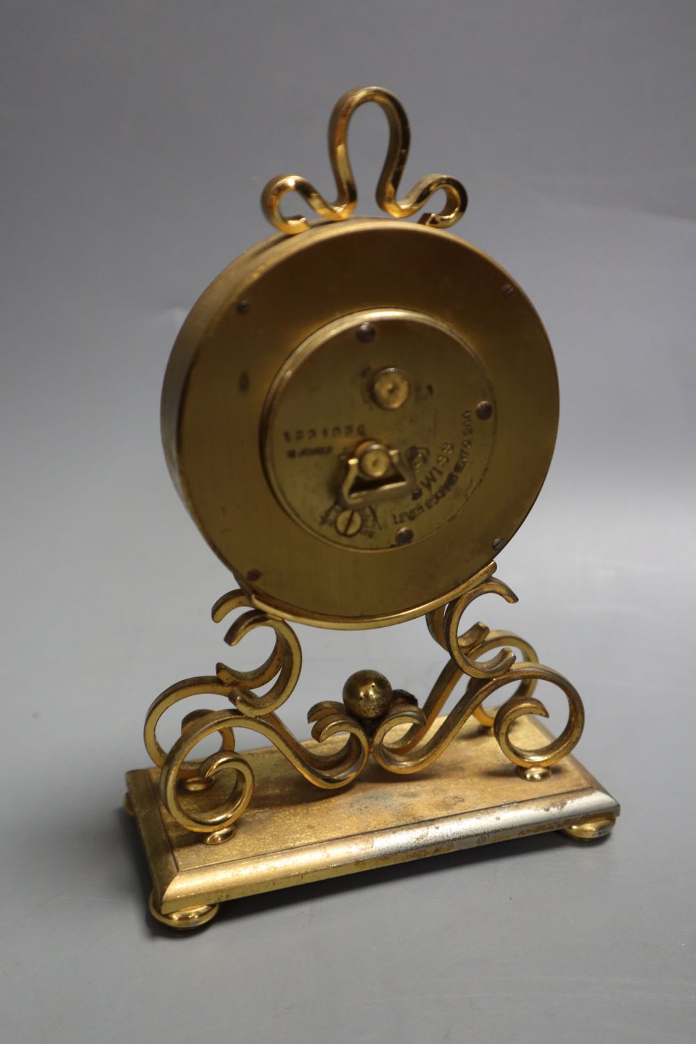 An Imhof vintage gilt brass small mantel clock,